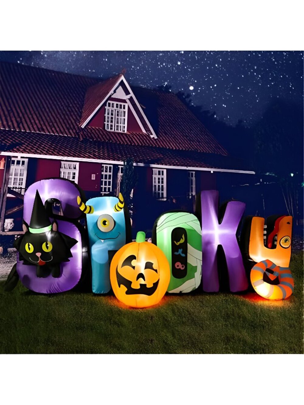 8.85 Ft Inflatable Outdoor Halloween Decor with Spooky and Black Cat
